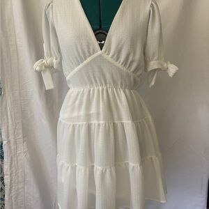 Altar'd State White Puff Sleeve Mini Dress never worn